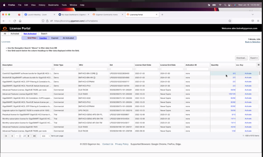 Gigamon License Portal